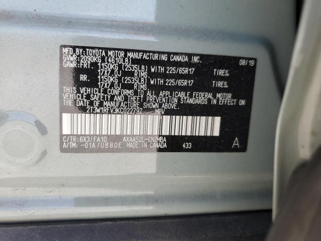 2019 TOYOTA RAV4 XLE - 2T3W1RFV3KC022797