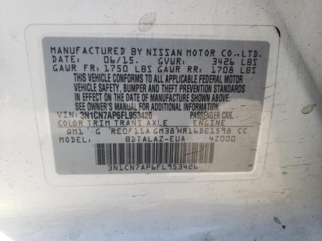 2015 Nissan Versa S VIN: 3N1CN7AP6FL953426 Lot: 48332484