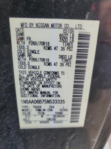 2005 Nissan Titan Xe VIN: 1N6AA06B75N533335 Lot: 47064744