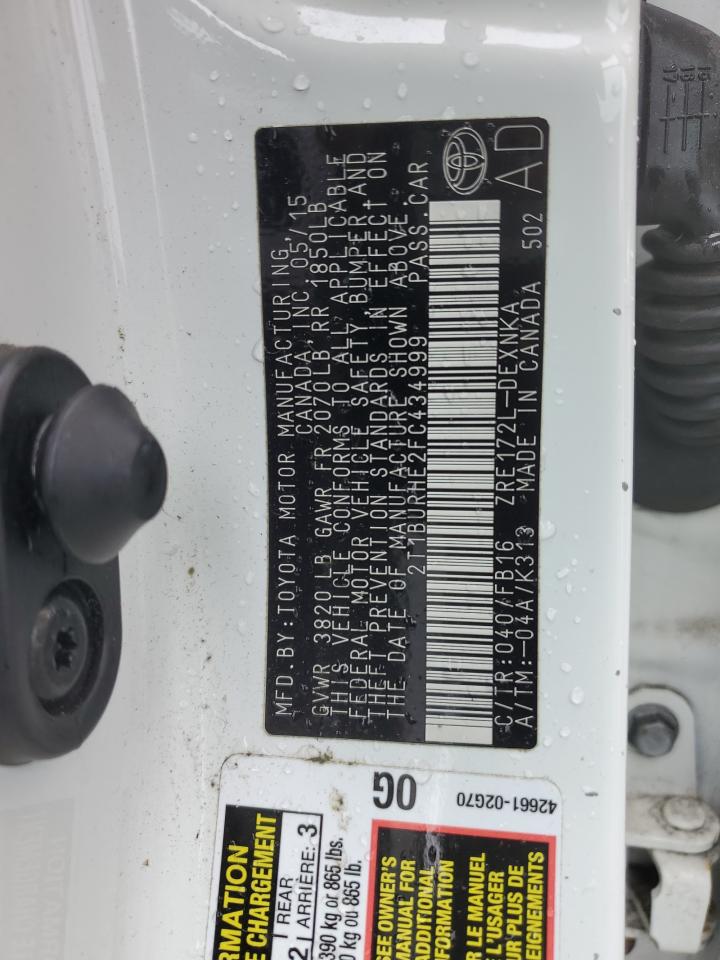 2T1BURHE2FC434999 2015 Toyota Corolla L