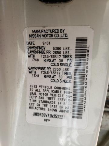 2002 Infiniti Qx4 VIN: JNRDR09Y72W253221 Lot: 48136644