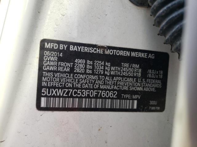 2015 BMW X3 SDRIVE2 5UXWZ7C53F0F76062