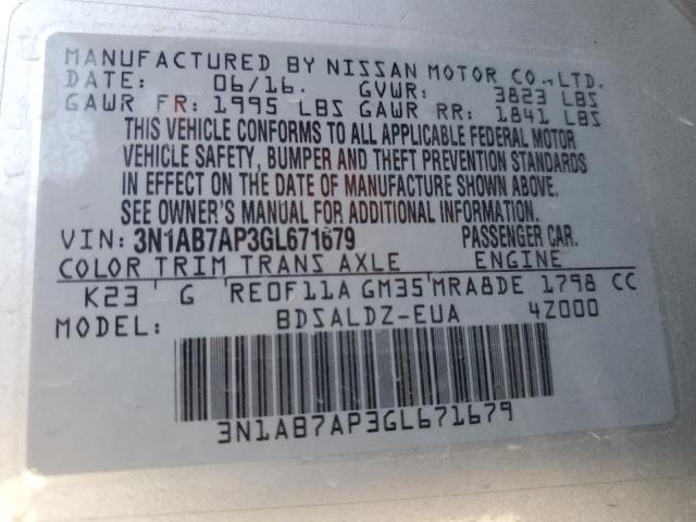 3N1AB7AP3GL671679 2016 Nissan Sentra S