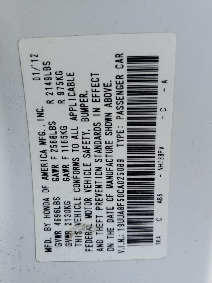 19UUA8F50CA025089 2012 Acura Tl