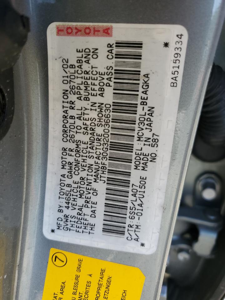 JTHBF30G320036630 2002 Lexus Es 300