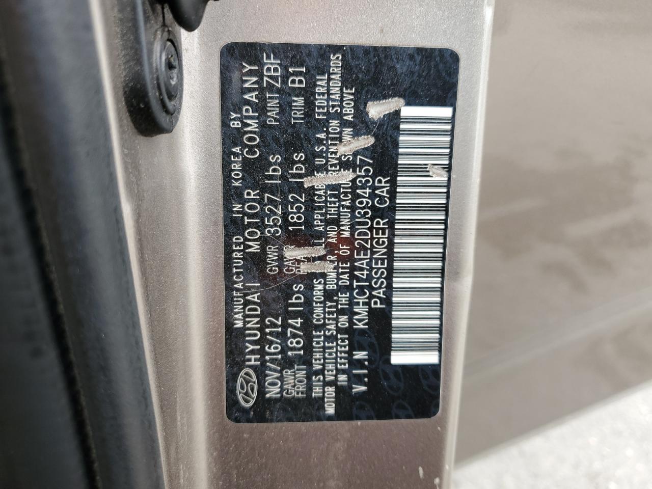 KMHCT4AE2DU394357 2013 Hyundai Accent Gls