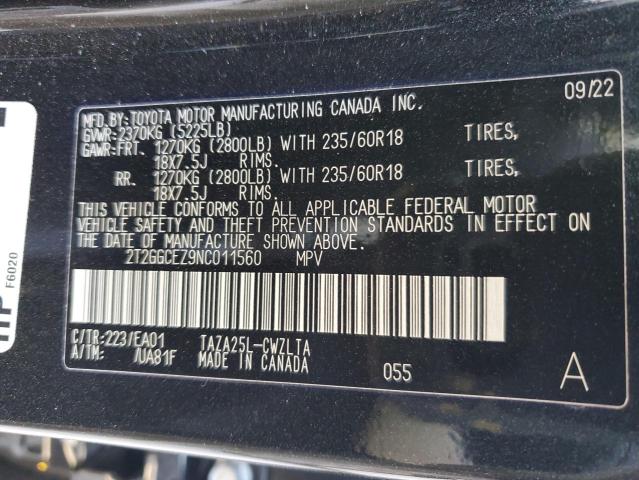 2022 LEXUS NX 350 2T2GGCEZ9NC011560