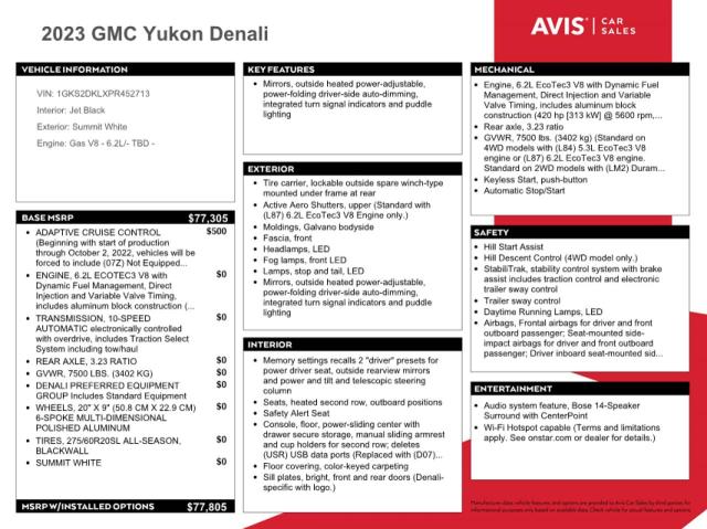 2023 GMC YUKON DENA - 1GKS2DKLXPR452713