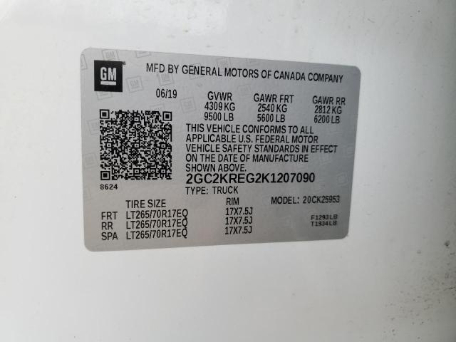 2019 CHEVROLET SILVERADO - 2GC2KREG2K1207090