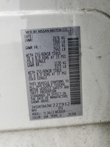 2022 NISSAN PATHFINDER - 5N1DR3BA3NC227912