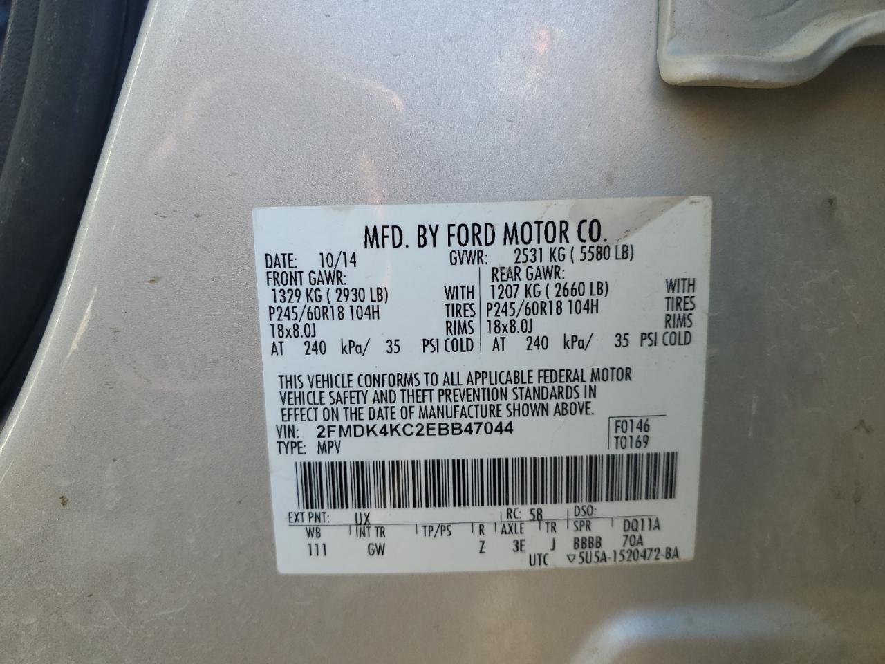 Lot #2438869166 2014 FORD EDGE LIMIT