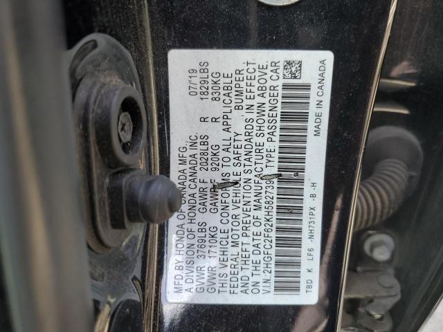 2019 Honda Civic Lx VIN: 2HGFC2F62KH582739 Lot: 48883764
