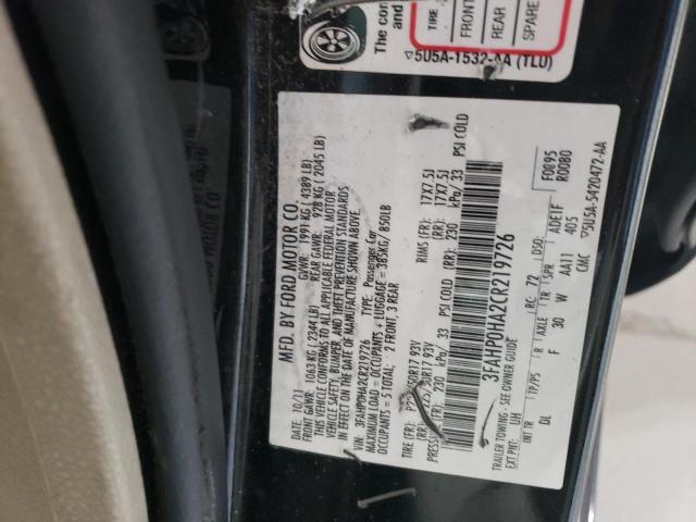 2012 FORD FUSION SE - 3FAHP0HA2CR219726