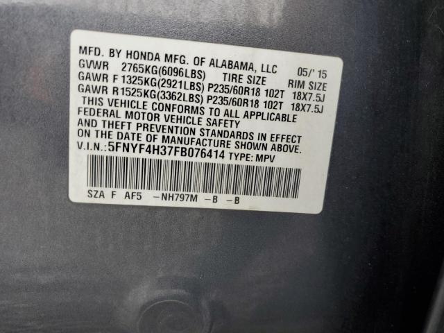 2015 HONDA PILOT SE - 5FNYF4H37FB076414