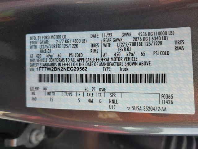 2022 FORD F250 SUPER - 1FT7W2BN2NEG29562