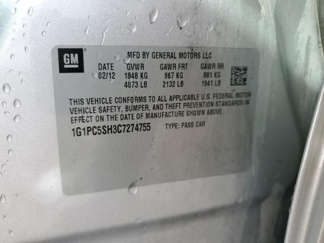 2012 Chevrolet Cruze Ls VIN: 1G1PC5SH3C7274755 Lot: 46847944