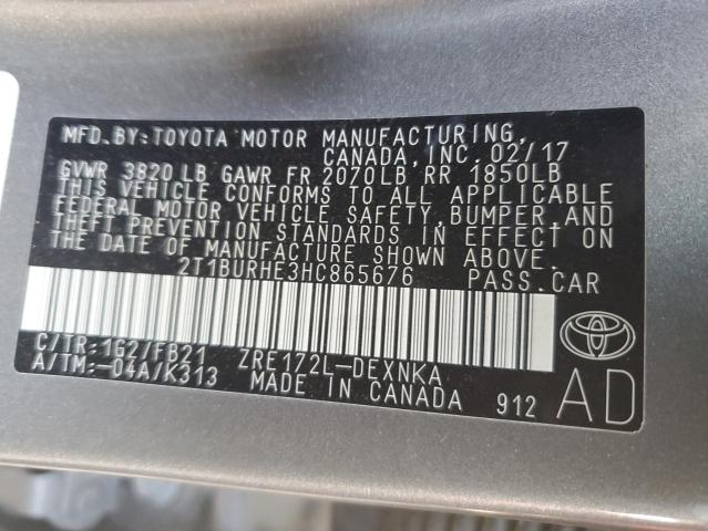 2T1BURHE3HC865676 2017 TOYOTA COROLLA - Image 12