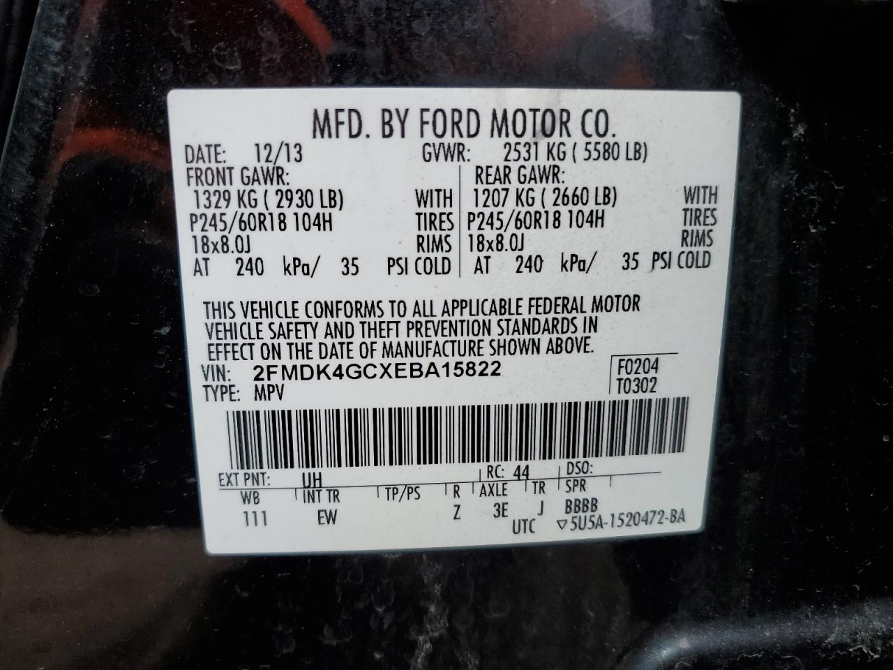 2FMDK4GCXEBA15822 2014 Ford Edge Se