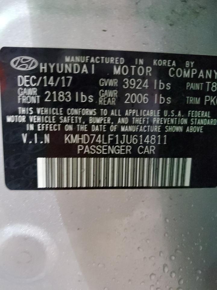 KMHD74LF1JU614811 2018 Hyundai Elantra Se