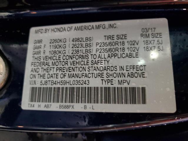 2017 ACURA RDX TECHNO - 5J8TB4H59HL035243