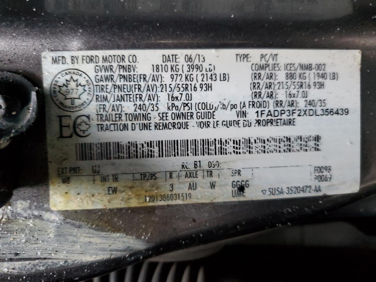 1FADP3F2XDL356439 2013 Ford Focus Se