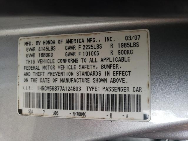 1HGCM56877A124803 2007 Honda Accord Ex