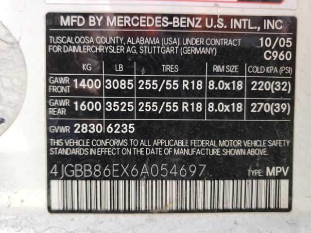 2006 Mercedes-Benz Ml 350 VIN: 4JGBB86EX6A054697 Lot: 44959174