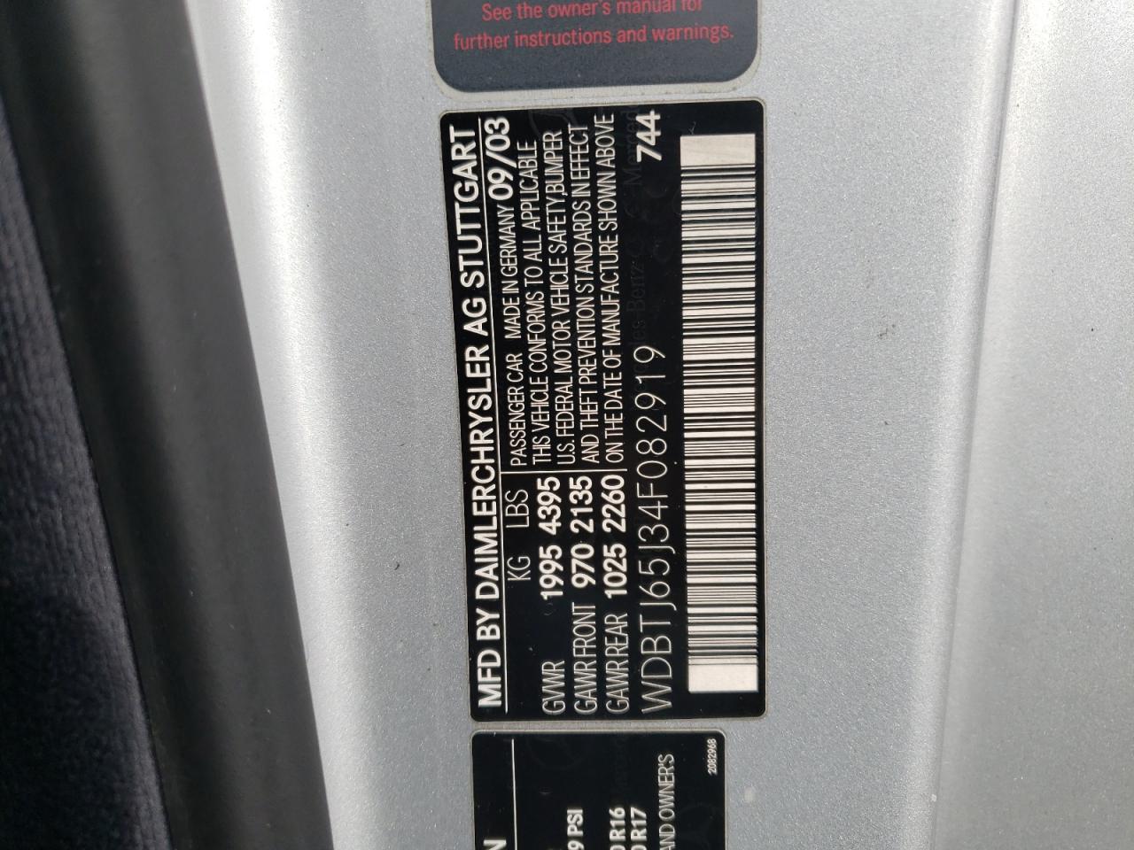 WDBTJ65J34F082919 2004 Mercedes-Benz Clk 320C