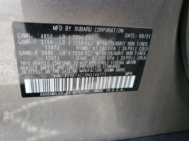 2022 SUBARU OUTBACK PR - 4S4BTACC8N3140777