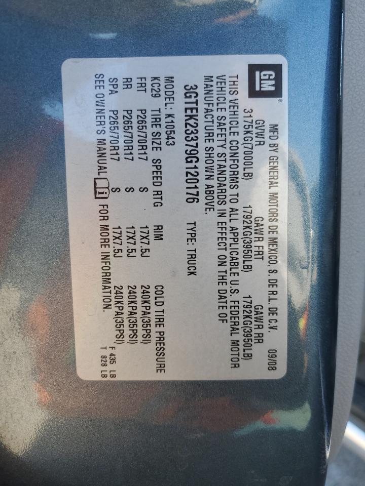 3GTEK23379G120176 2009 GMC Sierra K1500 Sle