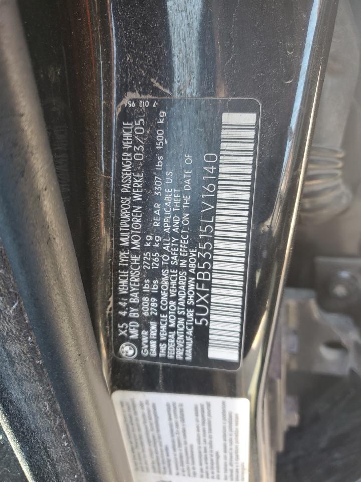 5uxfb53515lv16140 5UXFB53515LV16140 2005 BMW X5 4.4I