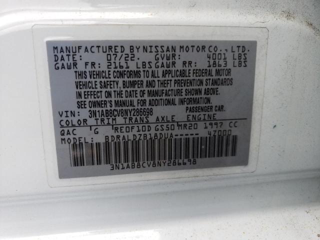 2022 Nissan Sentra Sv VIN: 3N1AB8CV8NY286698 Lot: 46013924