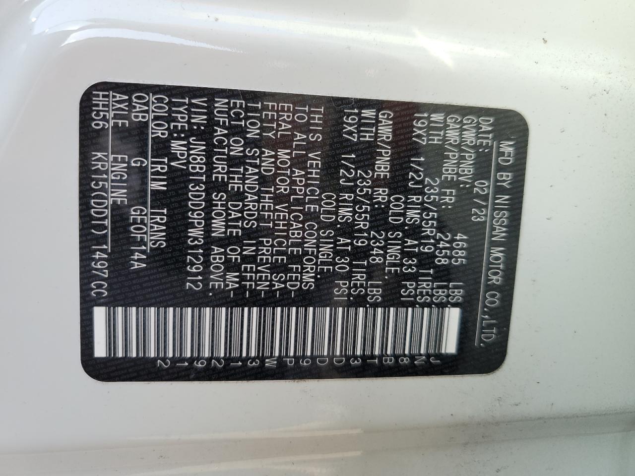 JN8BT3DD9PW312912 2023 Nissan Rogue Platinum