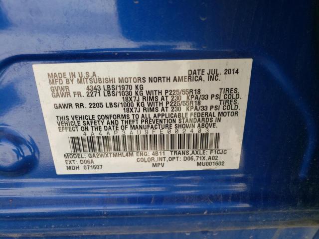 2015 MITSUBISHI OUTLANDER - 4A4AP3AU9FE002403
