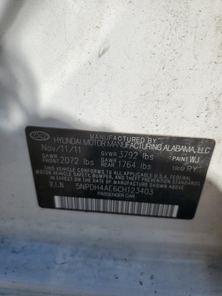 5NPDH4AE6CH123403 2012 Hyundai Elantra Gls