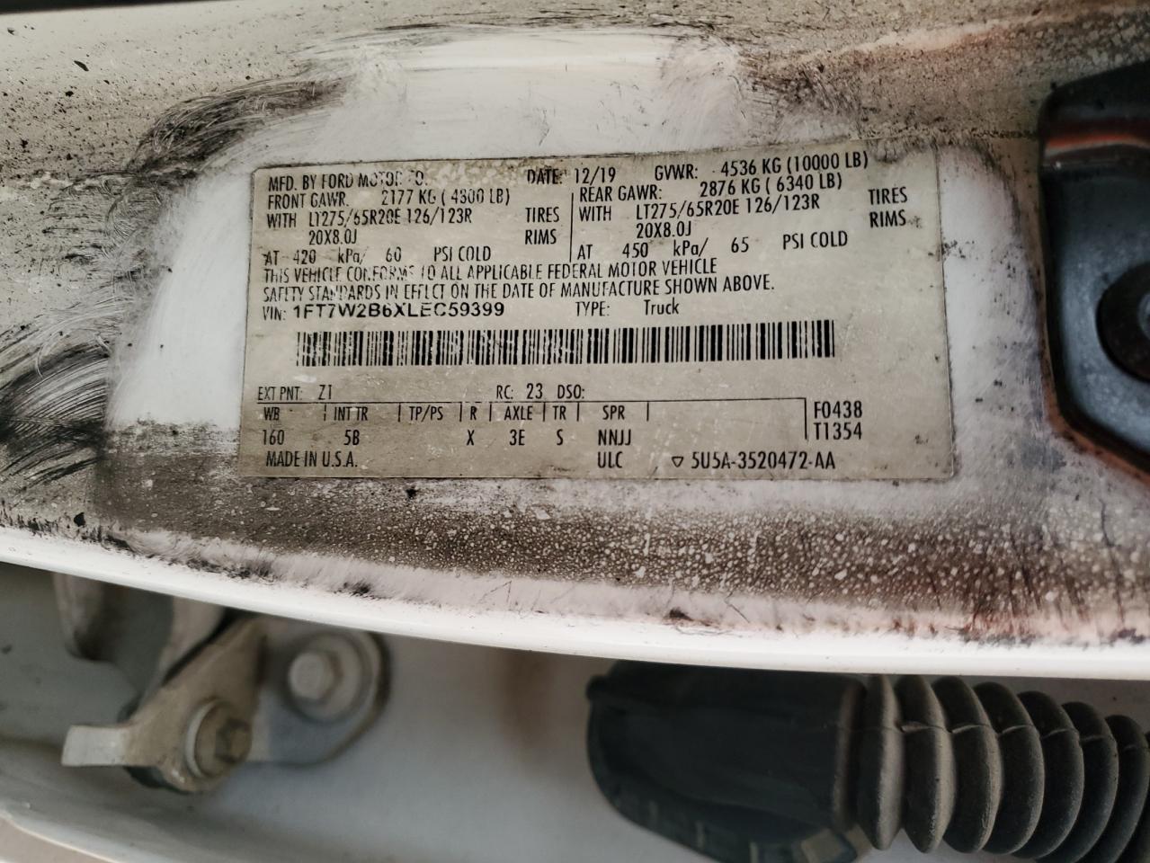 1FT7W2B6XLEC59399 2020 Ford F250 Super Duty