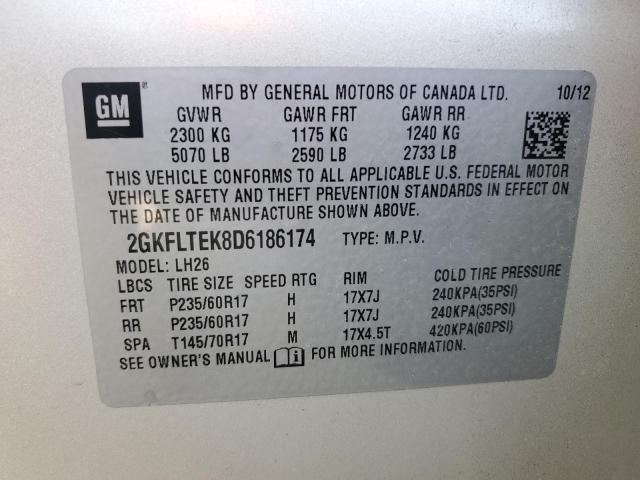 2013 GMC Terrain Sle VIN: 2GKFLTEK8D6186174 Lot: 45706174