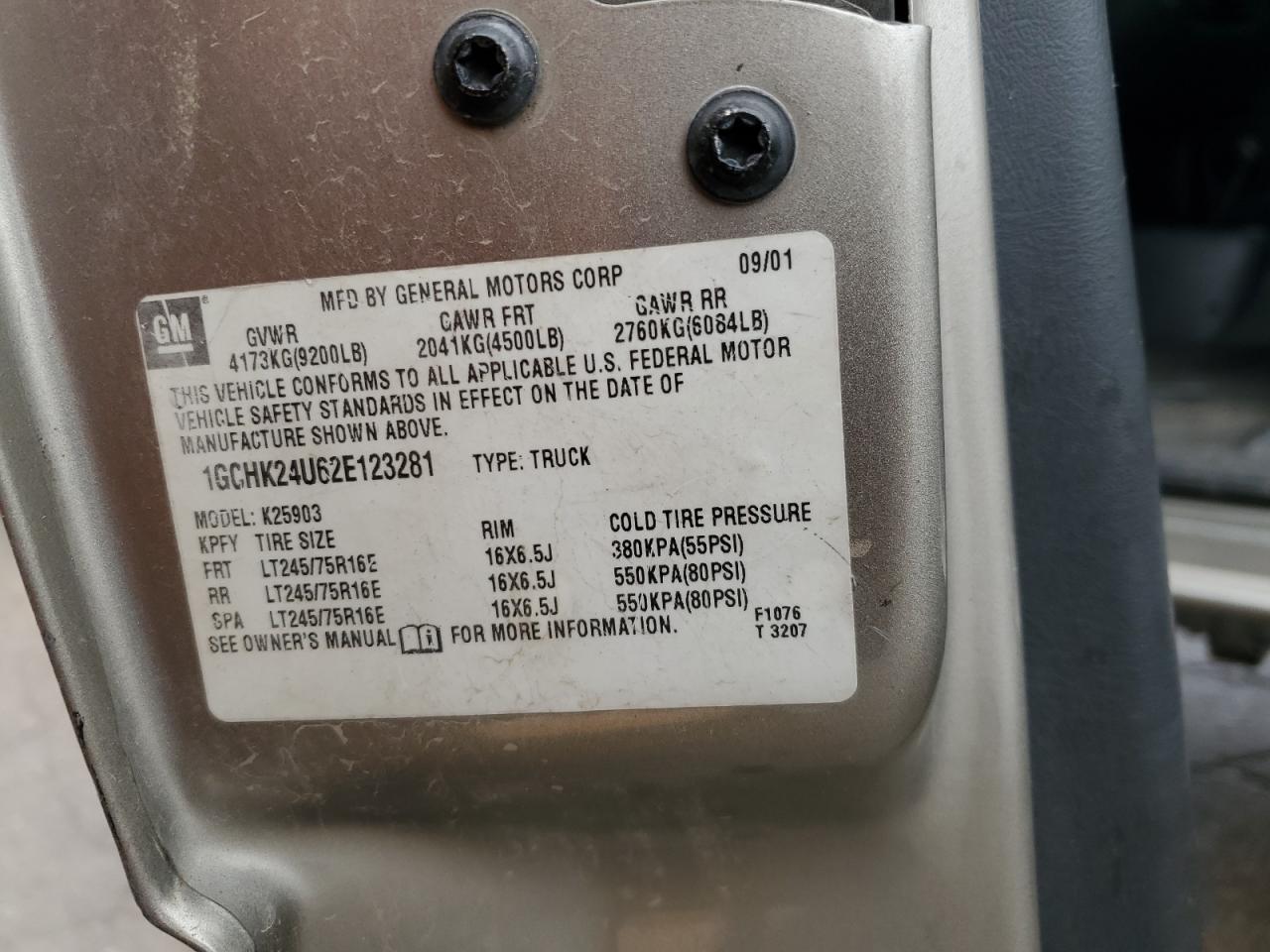 1GCHK24U62E123281 2002 Chevrolet Silverado K2500 Heavy Duty