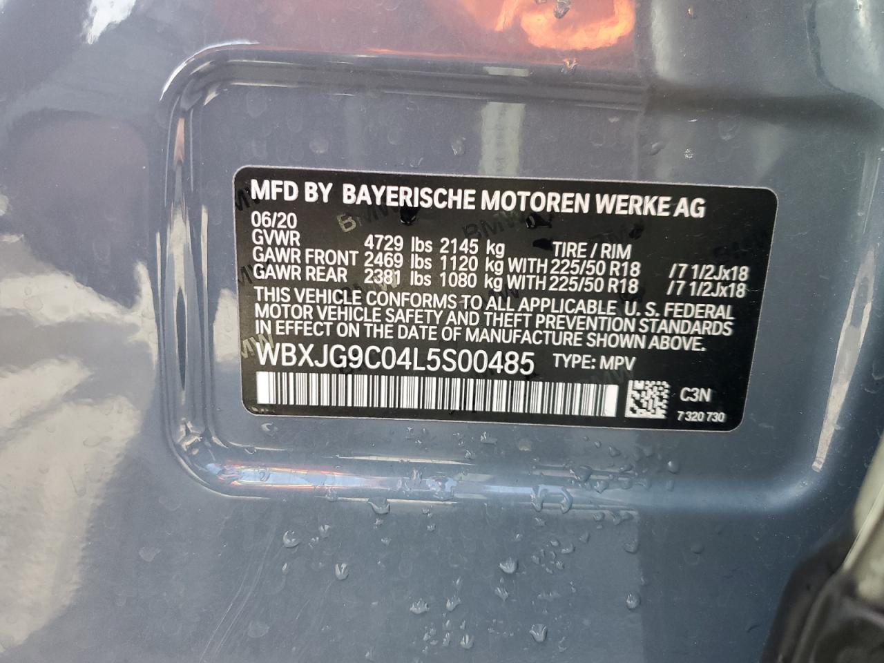 WBXJG9C04L5S00485 2020 BMW X1 xDrive28I