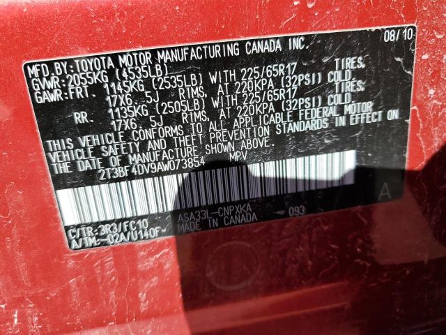 2010 Toyota Rav4 VIN: 2T3BF4DV9AW073854 Lot: 44970534