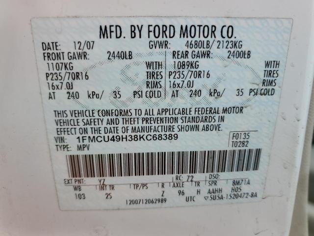 2008 Ford Escape Hev VIN: 1FMCU49H38KC68389 Lot: 48659804