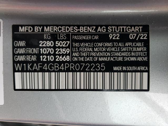 VIN W1KAF4GB4PR072235 2023 Mercedes-Benz C-Class, 300 no.12