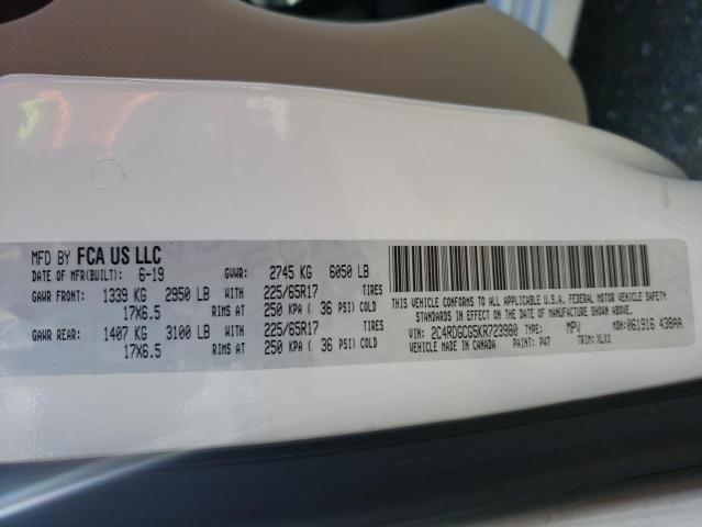 2019 Dodge Grand Caravan Sxt VIN: 2C4RDGCG5KR723980 Lot: 48541884