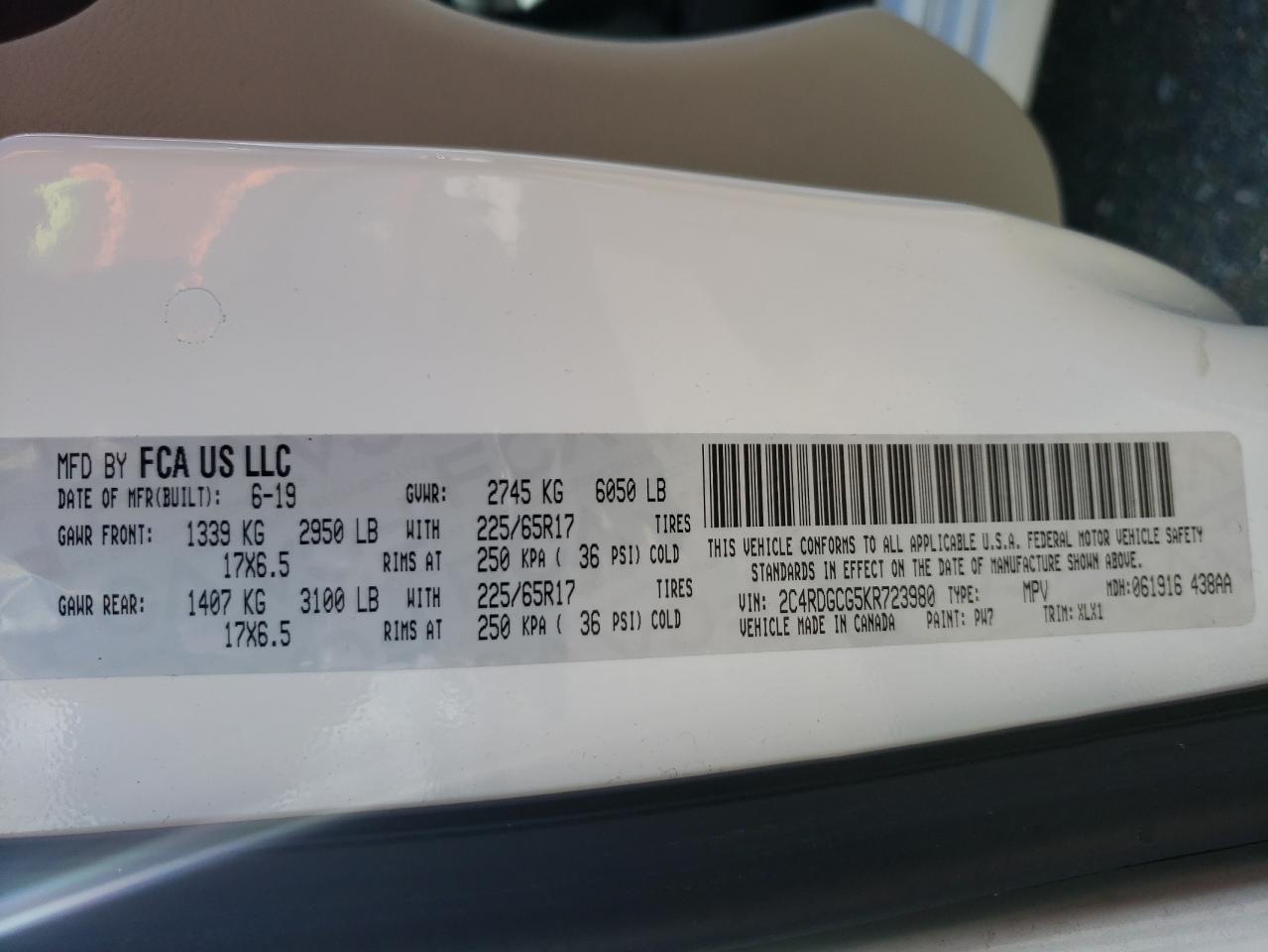 2C4RDGCG5KR723980 2019 Dodge Grand Caravan Sxt