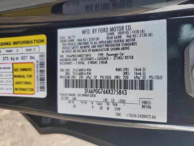 3FA6P0G76KR275843 2019 FORD FUSION - Image 12