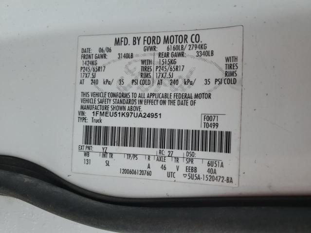 2007 Ford Explorer Sport Trac Xlt VIN: 1FMEU51K97UA24951 Lot: 44747334