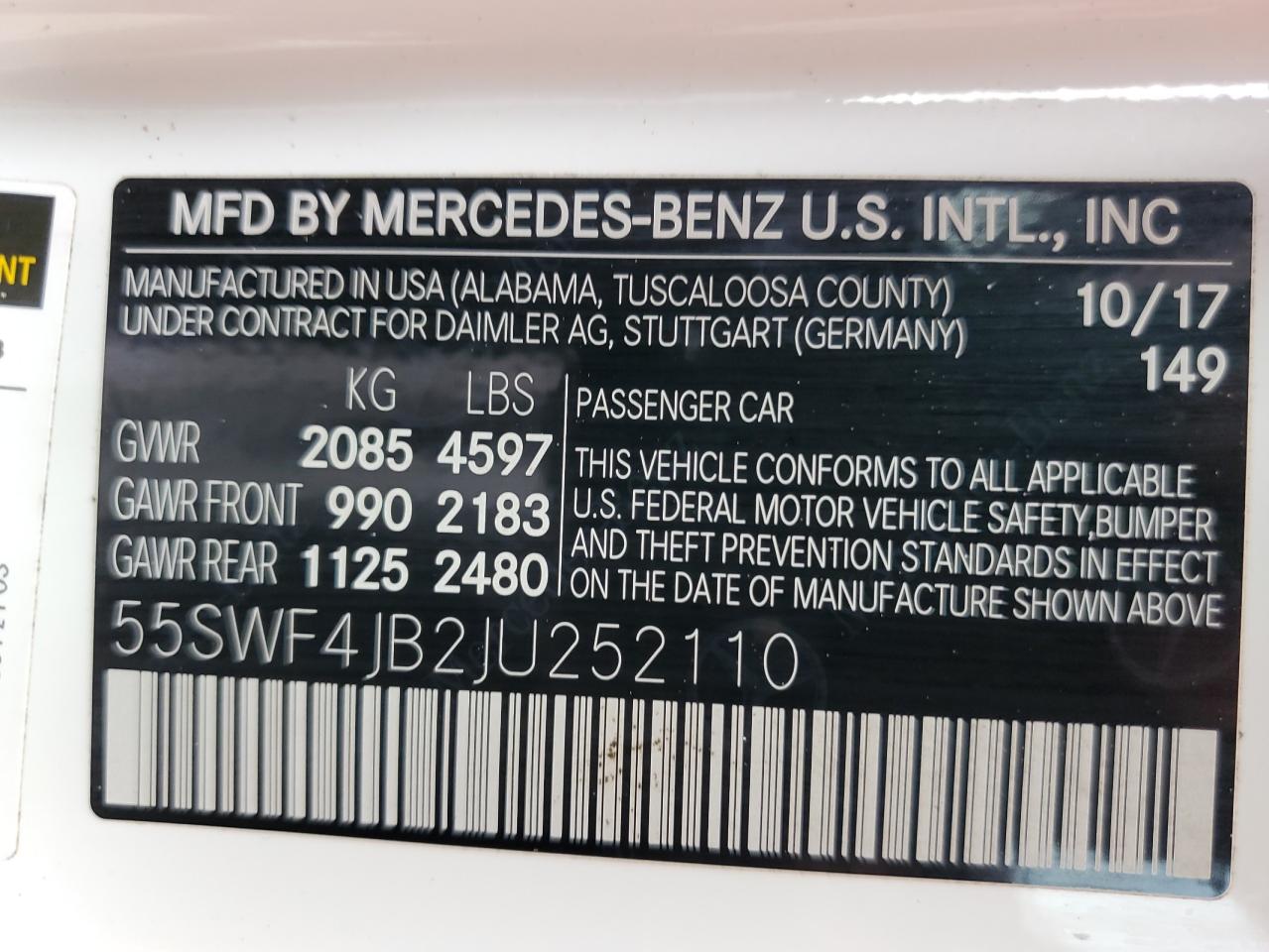 2018 Mercedes-Benz C 300 vin: 55SWF4JB2JU252110