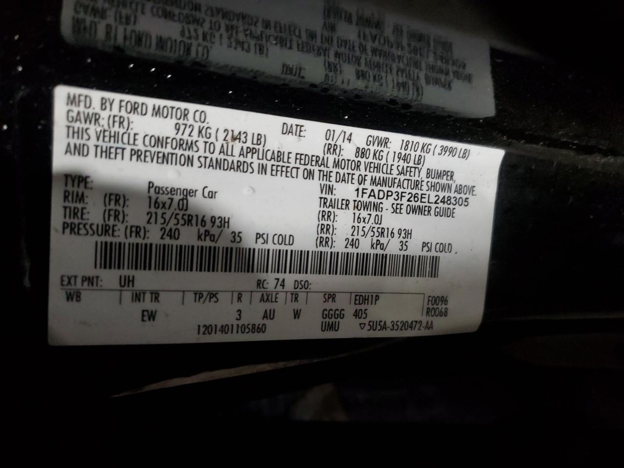 1FADP3F26EL248305 2014 Ford Focus Se