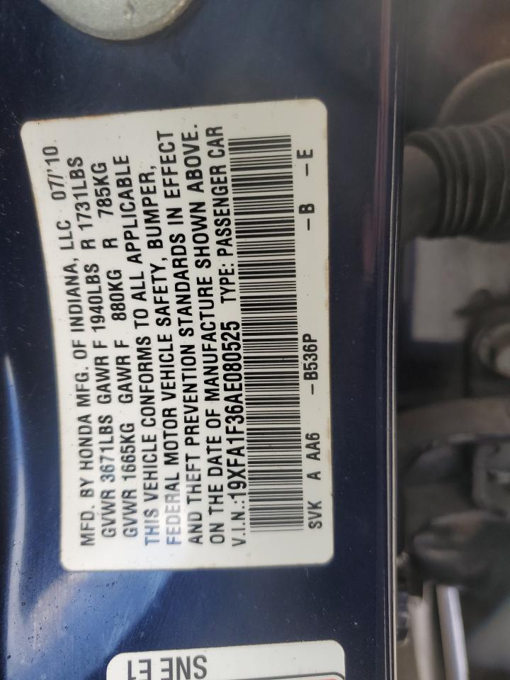 19XFA1F36AE080525 2010 Honda Civic Vp