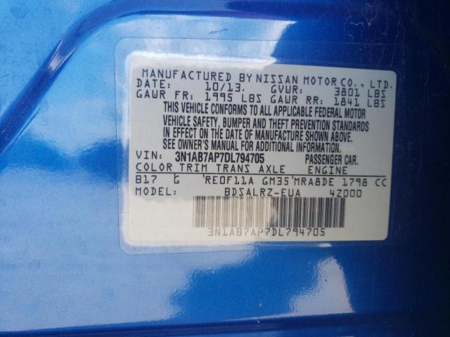 2013 Nissan Sentra S VIN: 3N1AB7AP7DL794705 Lot: 46672024